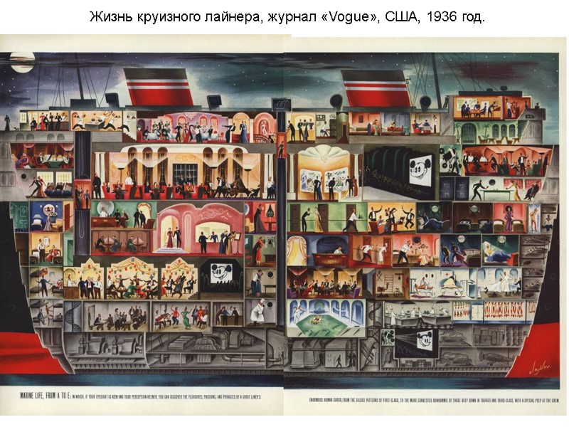 Жизнь круизного лайнера, журнал «Vogue», США, 1936 год. Жизнь круизного лайнера, журнал «Vogue», США, 1936 год.